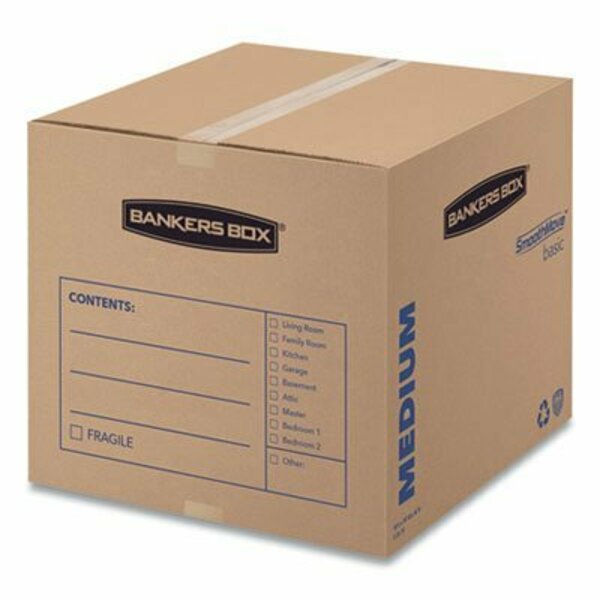 Fellowes MOVING BOXES, MEDIUM, REGULAR SLOTTED CONTAINER RSC, 18inX18inX16in, BROWN KRAFT/BLUE, 20/BUNDLE 7713901